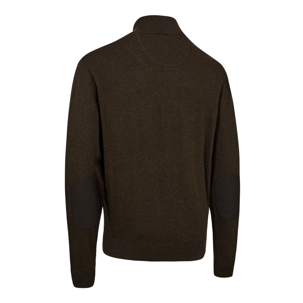 Harrington Strik med lynlås hals - Brown melange